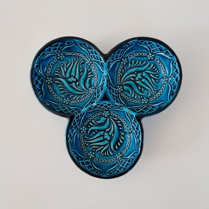 Handbemalte Keramik Schale mit 3 Fächern