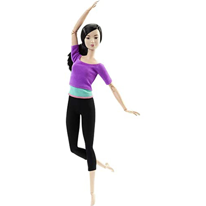 Barbie-Puppe, Made to Move mit schwarzen Haaren und violettem Yoga-Shirt ab 3 Jahre