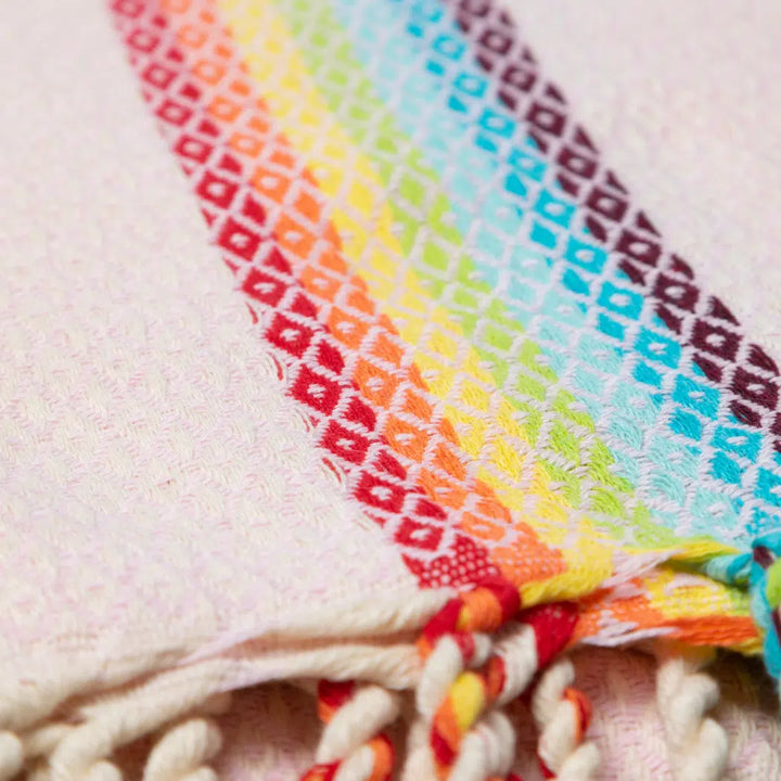Pestemal Hamamtuch Strandtuch aus Baumwolle Rainbow Beige