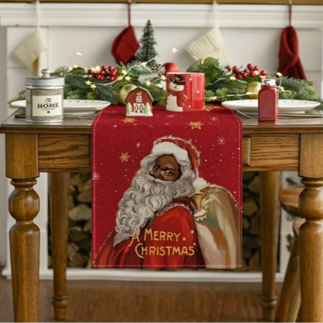 Einzigartige Weihnachtstischdecke mit Schwarzem Weihnachtsmann