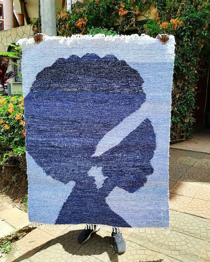 African Queen Teppich handgewebt aus DENIM