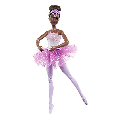 Barbie Dreamtopia Schwarze Ballerina Puppe, Twinkle Lights Ballerina mit rosa Tutu ab 3 Jahren