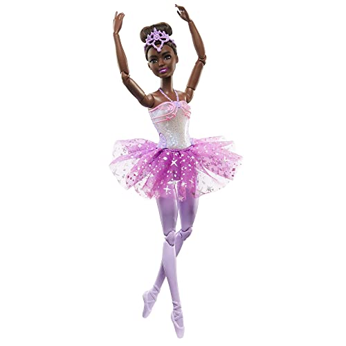 Barbie Dreamtopia Schwarze Ballerina Puppe, Twinkle Lights Ballerina mit rosa Tutu ab 3 Jahren