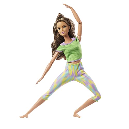 Barbie-Puppe, Barbie-Serie Made to Move, bewegliche Yoga-Barbie mit braunen Haaren ab 3 Jahren