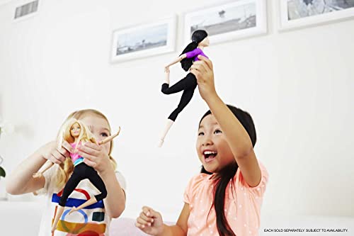 Barbie-Puppe, Made to Move mit schwarzen Haaren und violettem Yoga-Shirt ab 3 Jahre