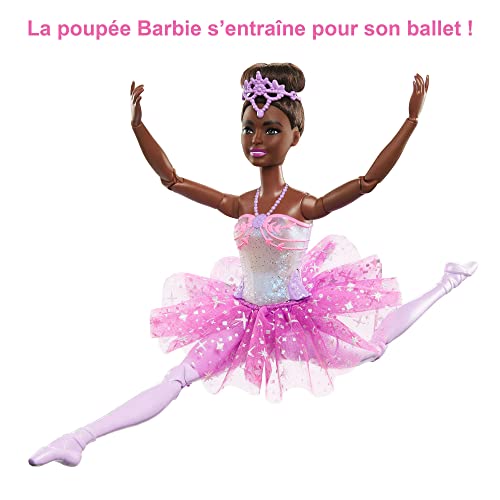 Barbie Dreamtopia Schwarze Ballerina Puppe, Twinkle Lights Ballerina mit rosa Tutu ab 3 Jahren