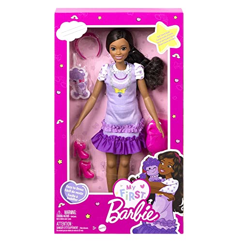 Barbie-Puppe, Meine erste Barbie mit schwarzen Haaren für Kinder ab 3 Jahren