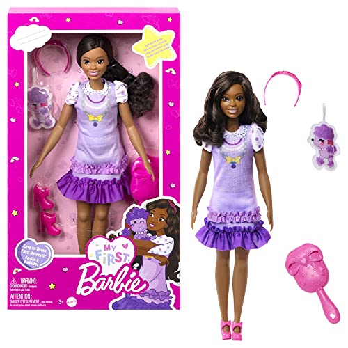 Barbie-Puppe, Meine erste Barbie mit schwarzen Haaren für Kinder ab 3 Jahren