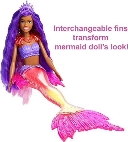 Barbie Mermaid Power, Schwarze Meerjungfrau Barbiepuppe mit rosa und lila Haaren ab 3 Jahren