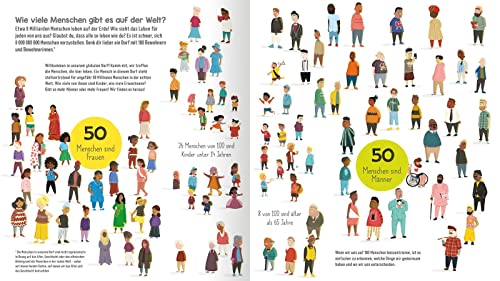 Denk dir 100 Menschen: Ein Kindersachbuch mit einem Querschnitt der Menschheit auf der ganzen Welt ab 7 Jahren