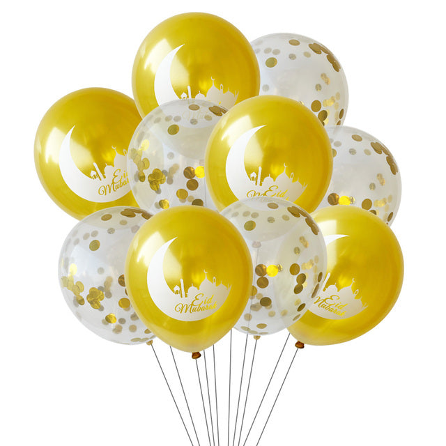 Eid Mubarak Konfetti Ballons (10 Stück) Gold