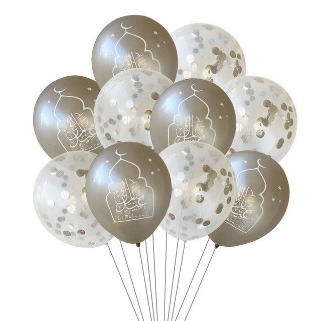 Eid Mubarak Konfetti Ballons (10 Stück) Silber