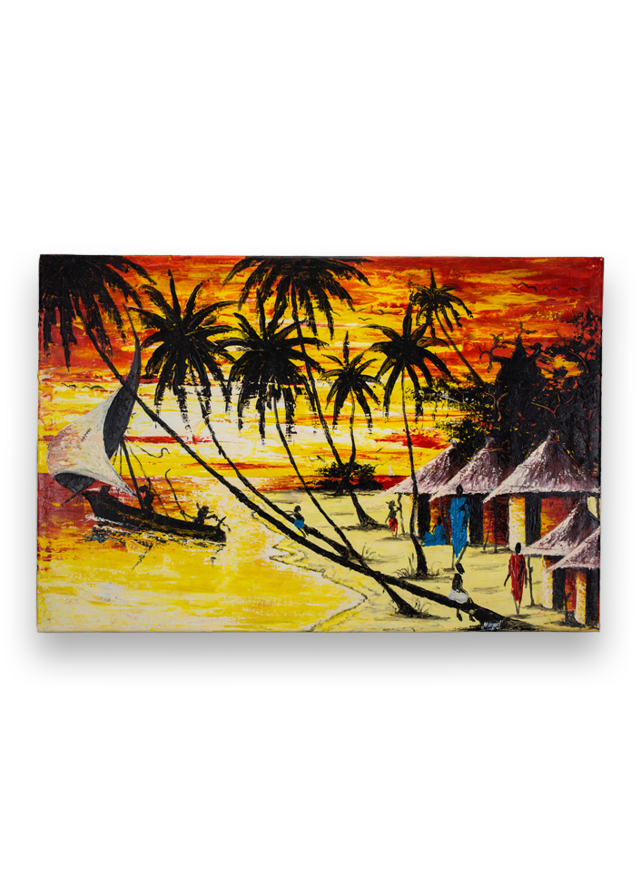 Gemälde aus Afrika - Beach Village Movements