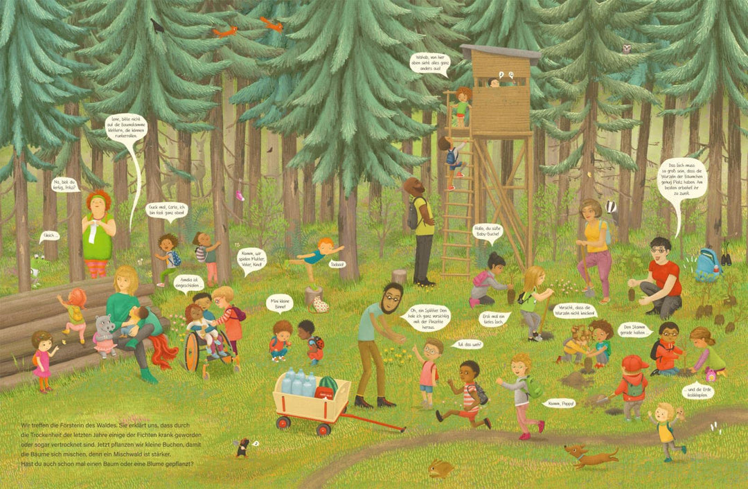Komm, wir zeigen dir unseren Wald. Wimmelbuch ab 2 Jahren: So bunt und vielfältig ist der heutige Kinderalltag