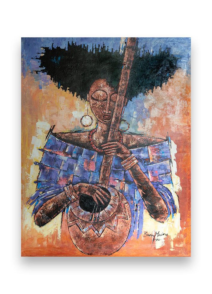 Gemälde aus Afrika - Lady on bass