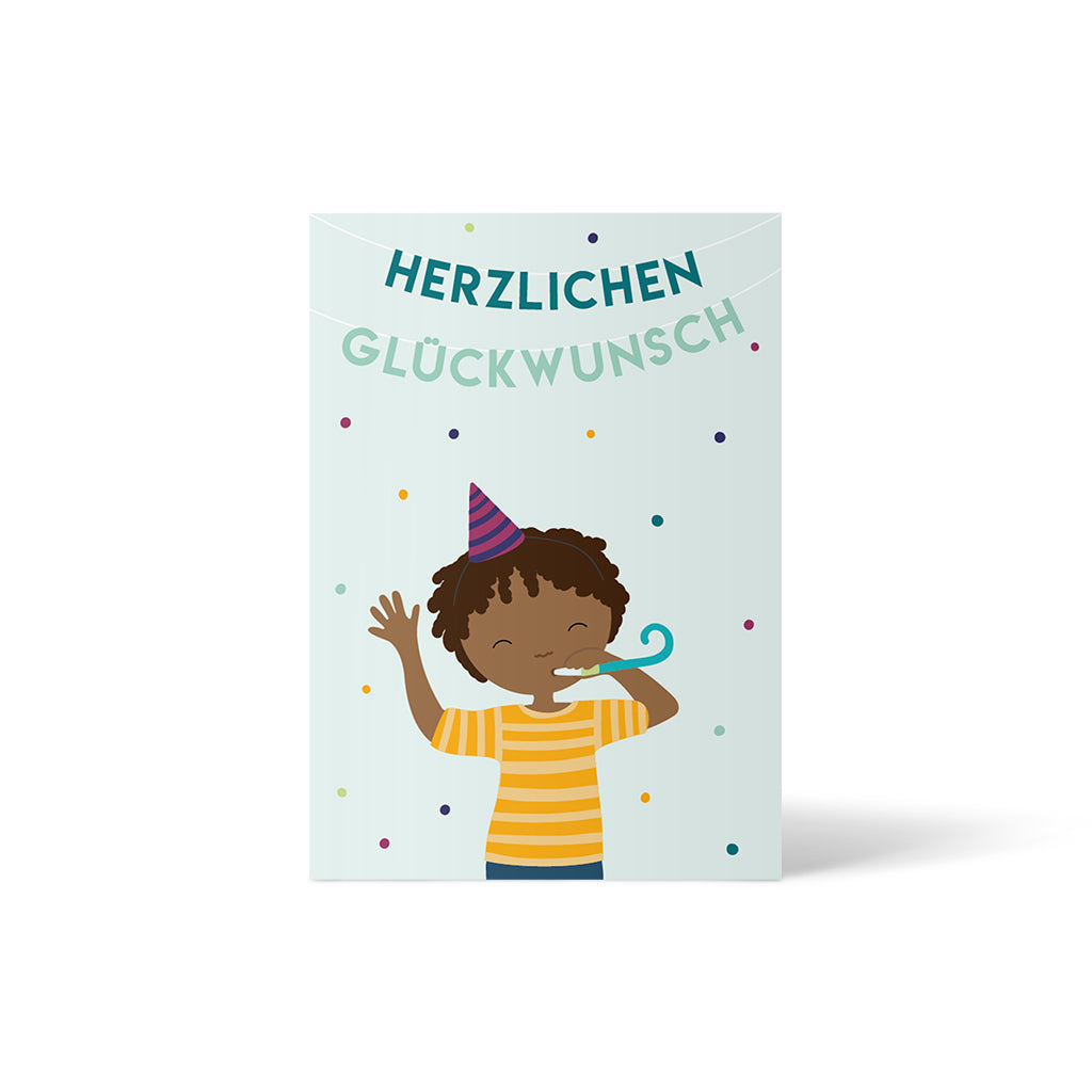 Postkarte Geburtstag "Glückwunsch" blau von ellou