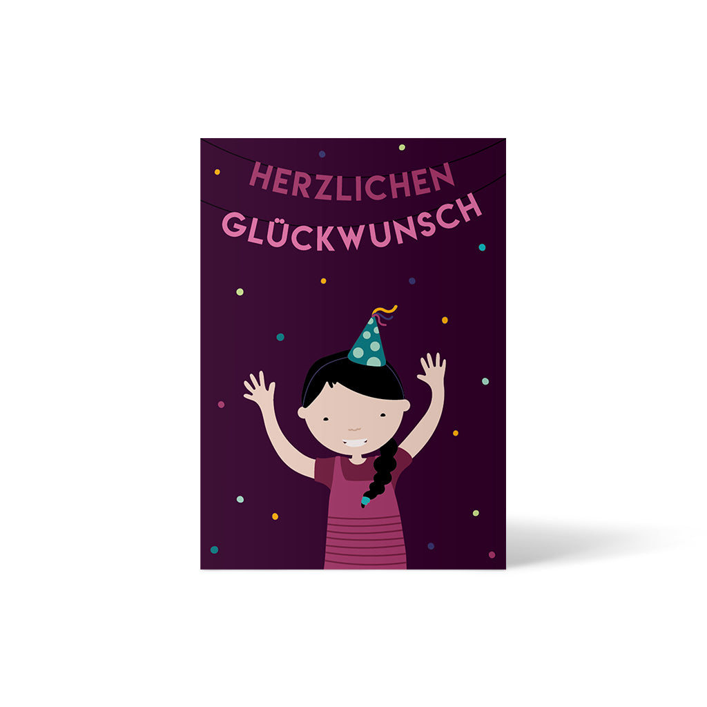 Postkarte "Herzlichen Glückwunsch" lila von ellou