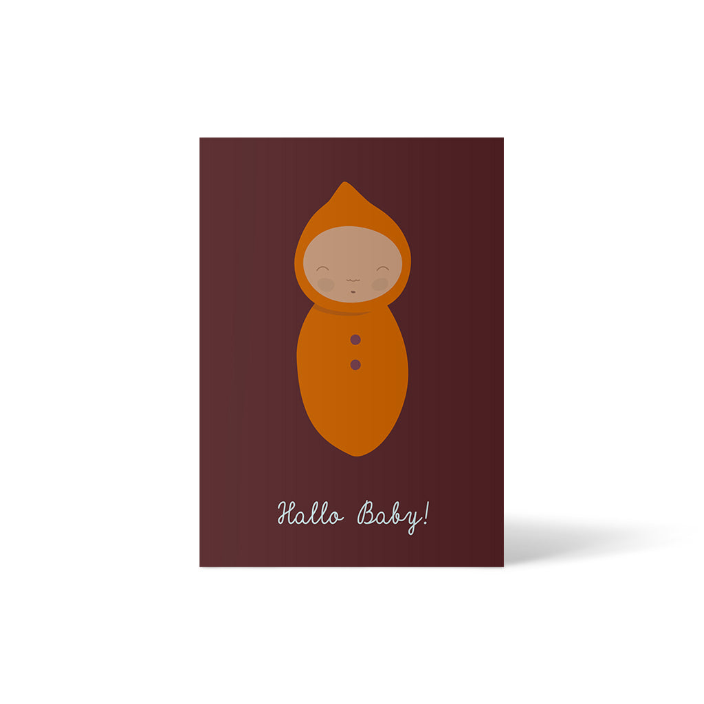 Postkarte "Hallo Baby" orange von ellou