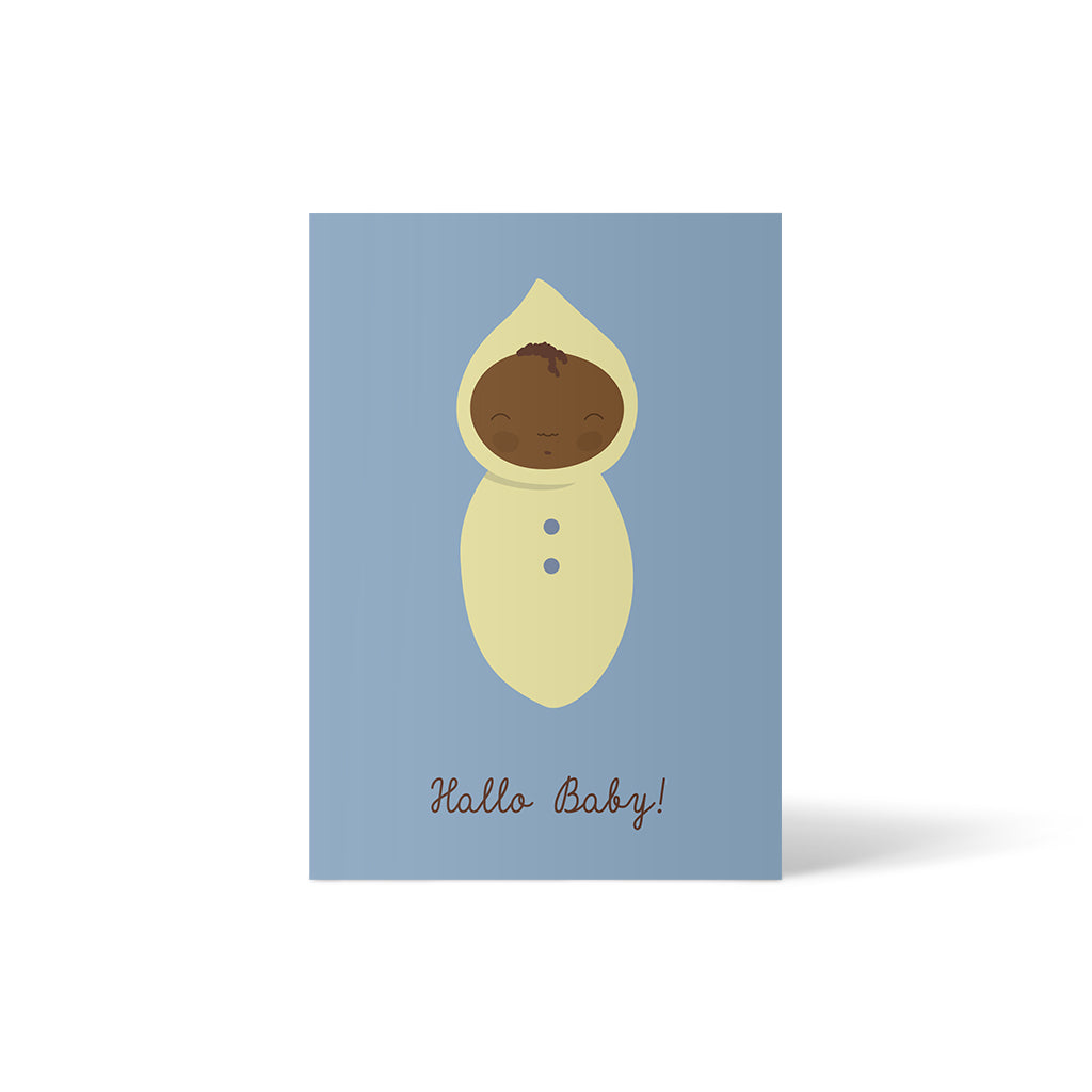 Postkarte "Hallo Baby" blau von ellou