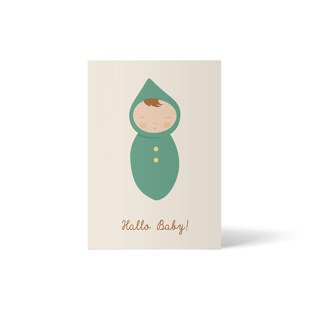 Postkarte "Hallo Baby" beige von ellou