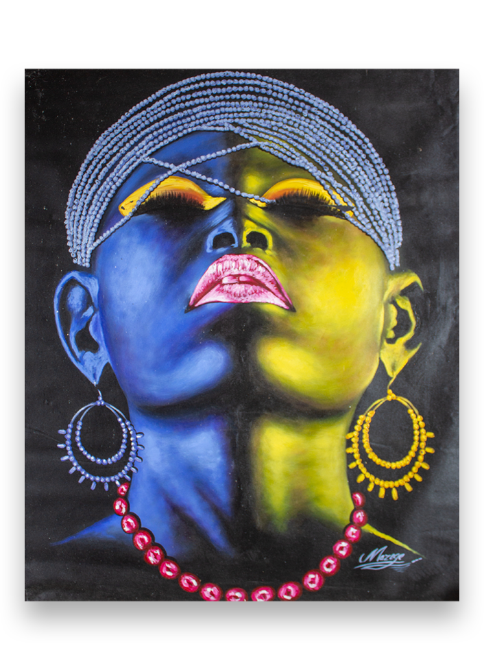 Gemälde aus Afrika - Her red necklet