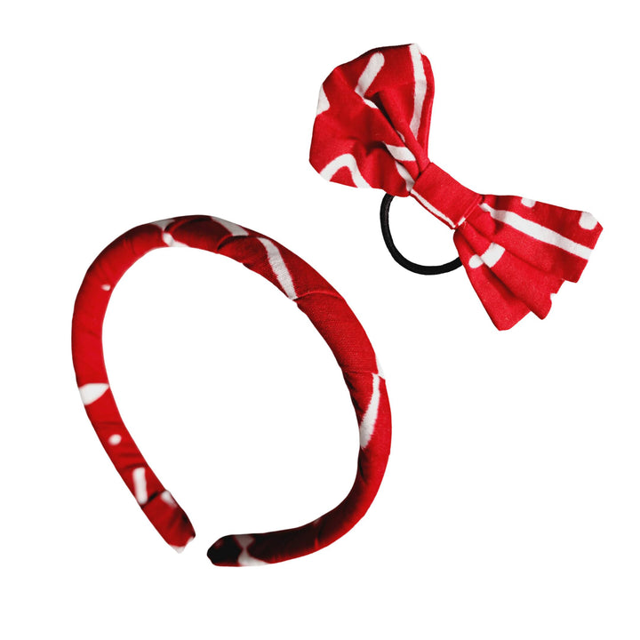 Haarreifen & Haarschleife Set rot-weiß