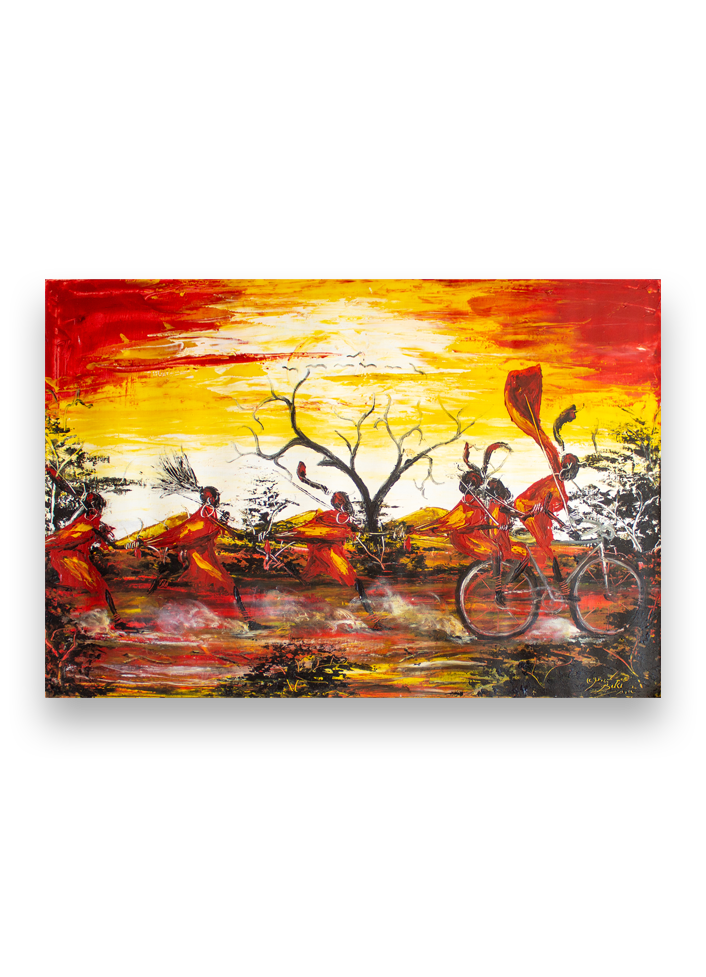 Gemälde aus Afrika - Massai Bicycle