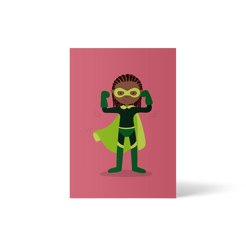 Postkarte Superheld*in im grünen Anzug